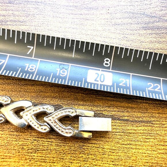 Vintage Two Tone Chevron Link Bracelet Silver & Gold Tone Statement - Picture 6 of 6